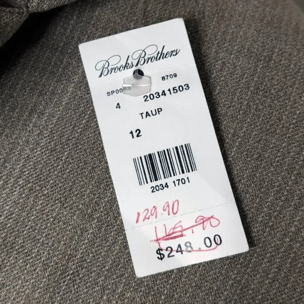 Vintage BROOKS BROTHERS 100% Wool Blazer Shirt Jacket Button Closure Taupe Sz 12